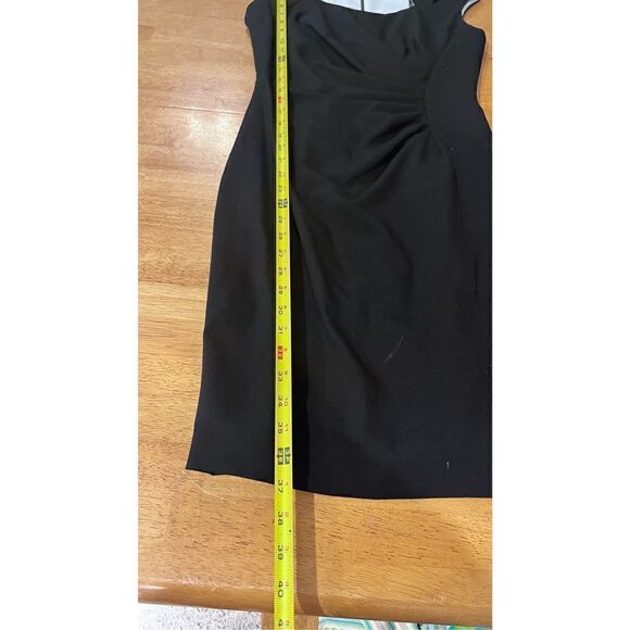 CALVIN KLEIN LITTLE BLACK DRESS RUCHED SQUARE NECK SIDE ZIP A LINE SZ 4 - Picture 8 of 9